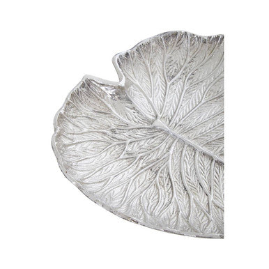 Large Silver Finish Lotus Leaf Plate