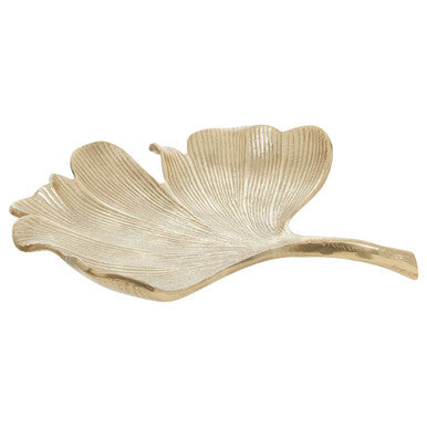 Large Antique Gold Finish Ginkgo Dish