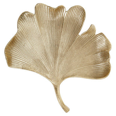 Large Antique Gold Finish Ginkgo Dish