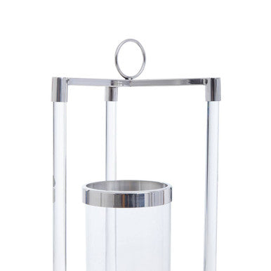 Small Silver Finish Glass Pillar Lantern