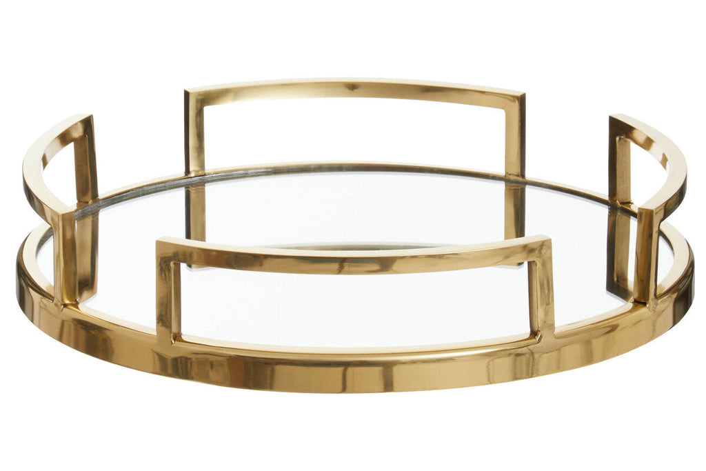 Gold Finish Mirrored Tray