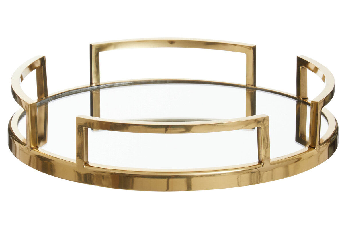 Gold Finish Mirrored Tray