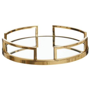 Gold Finish Mirrored Tray