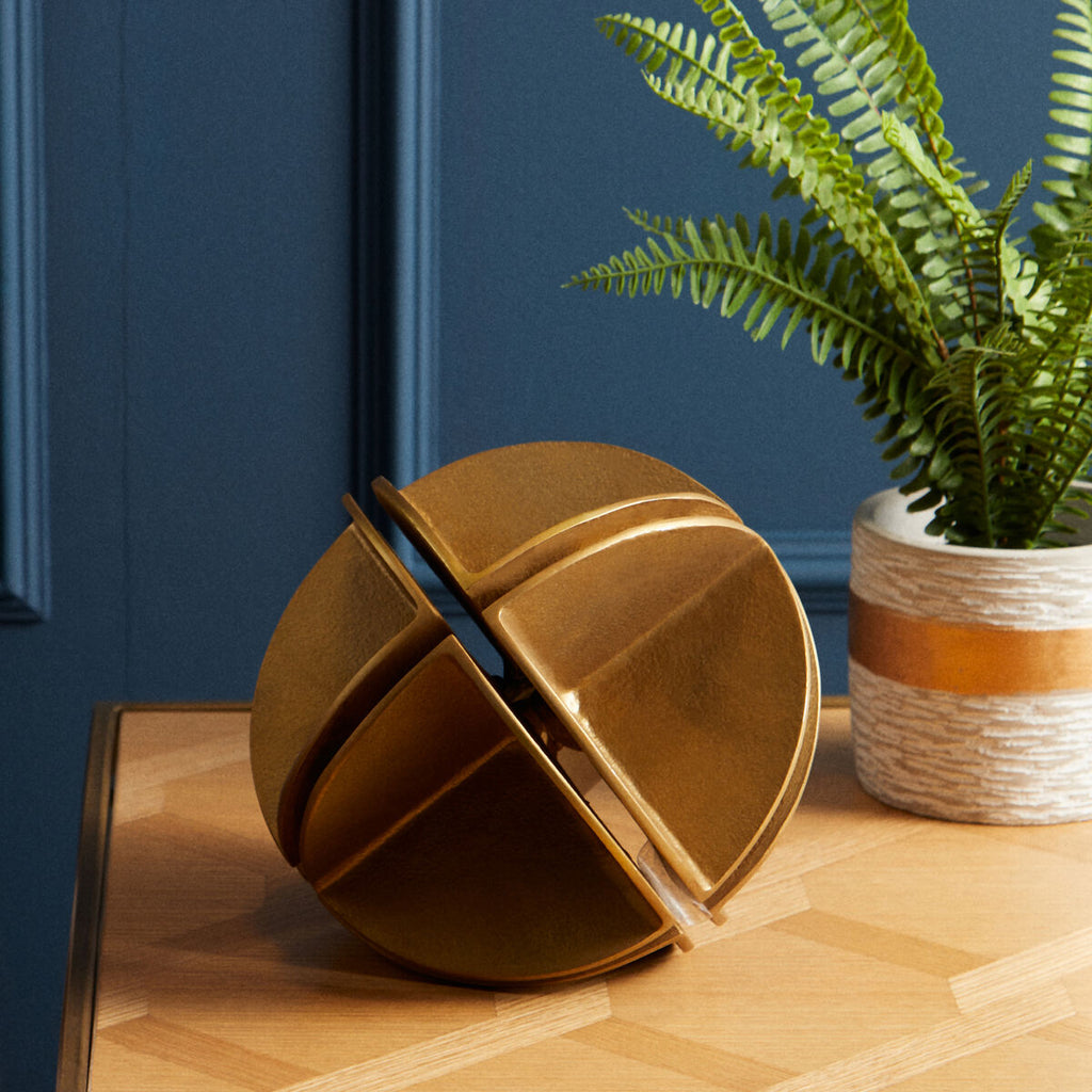 Brass Finish Segmented Spherical Sculpture