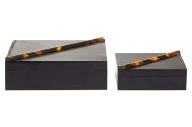 Set of Two Tortoise Shell Trinket Boxes