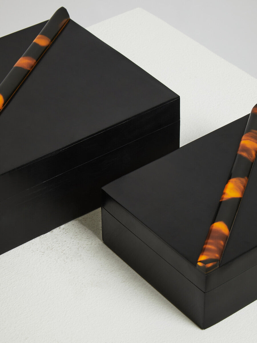 Set of Two Tortoise Shell Trinket Boxes