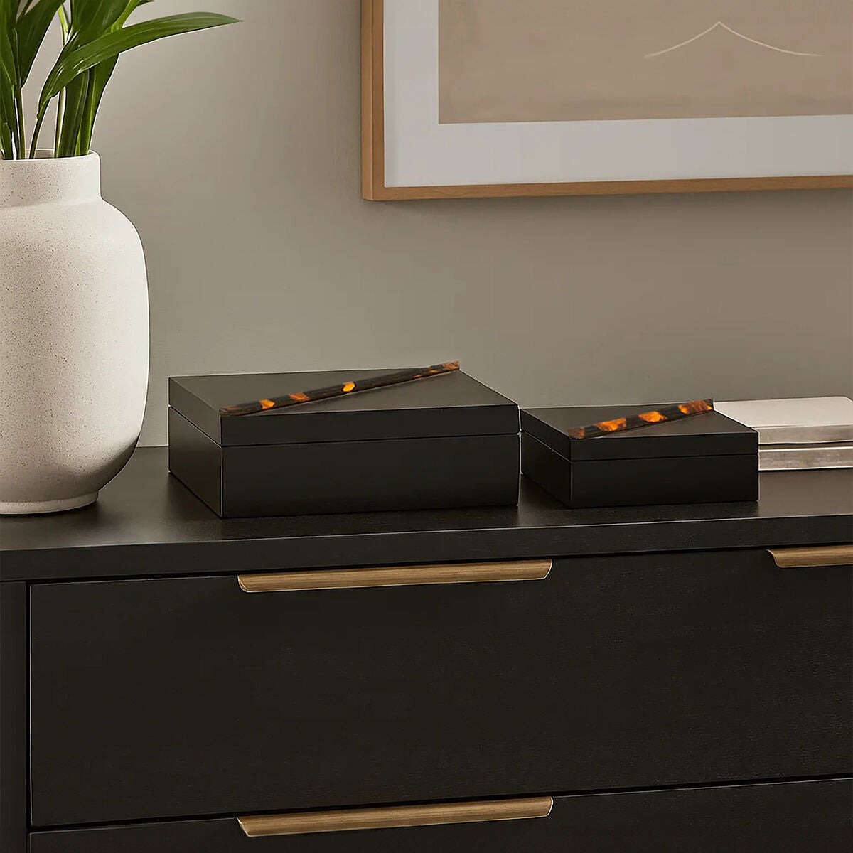 Set of Two Tortoise Shell Trinket Boxes