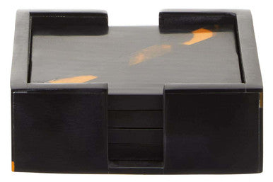 Set of 4 Tortoise Shell Resin Coasters with Storage Box