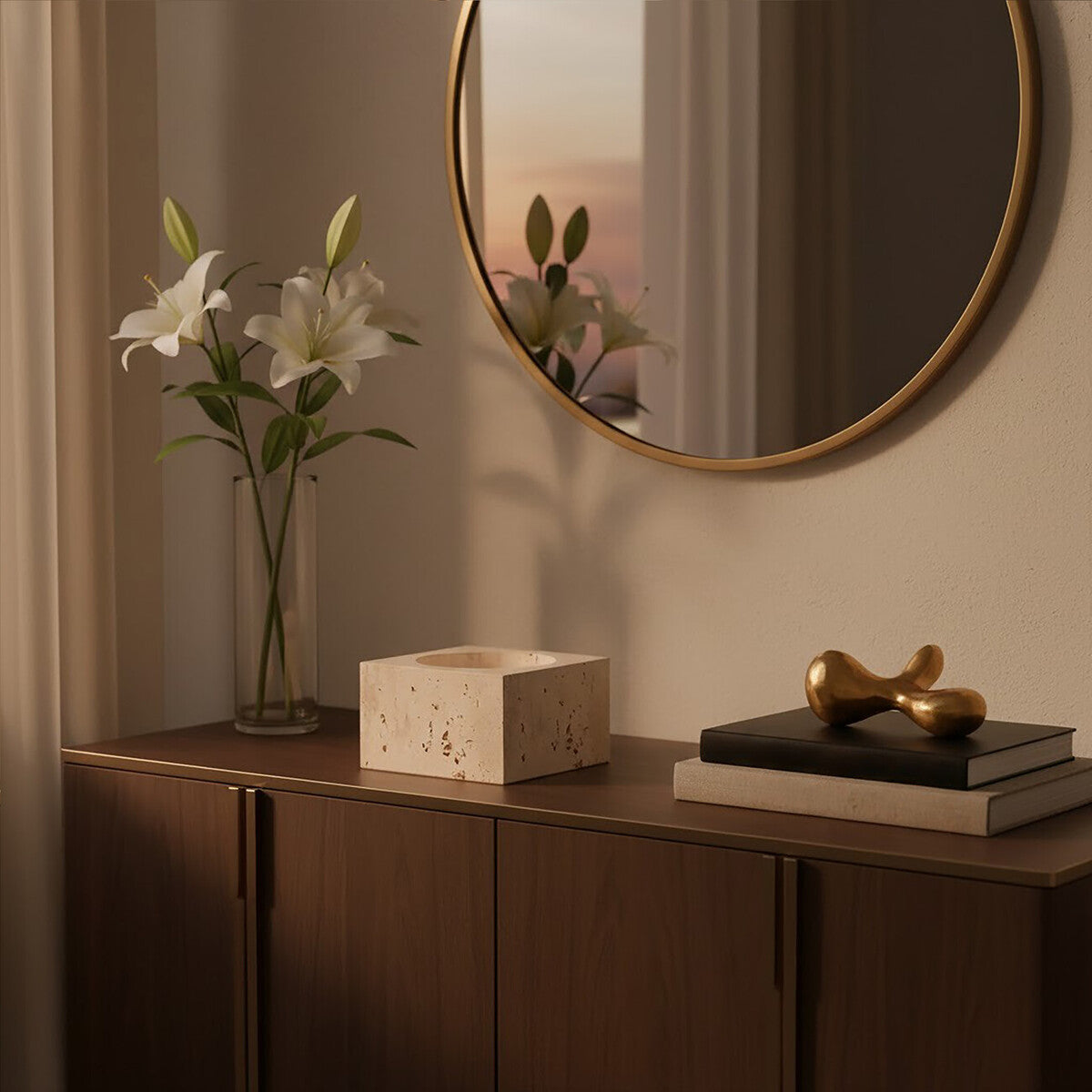 Travertine Square Decorative Bowl