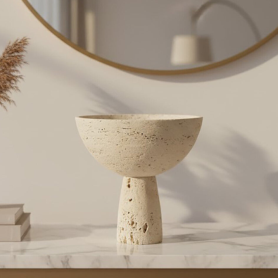 Travertine Pedestal Bowl