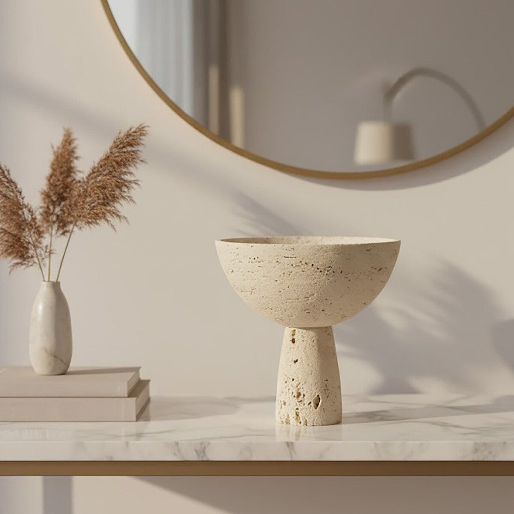 Travertine Pedestal Bowl