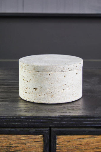 Travertine Round Trinket Box