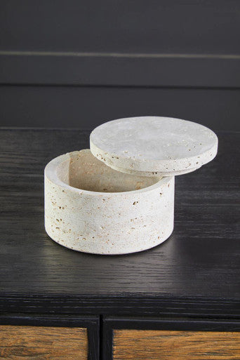 Travertine Round Trinket Box