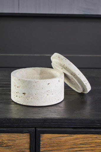 Travertine Round Trinket Box