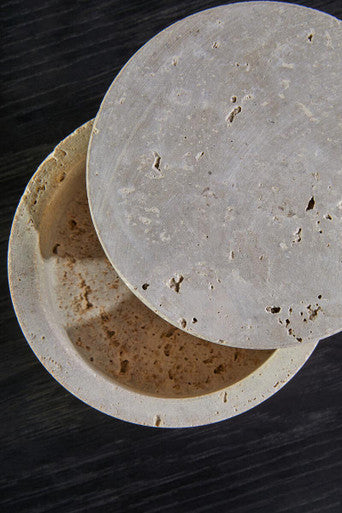 Travertine Round Trinket Box