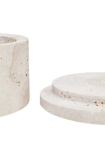 Travertine Round Trinket Box