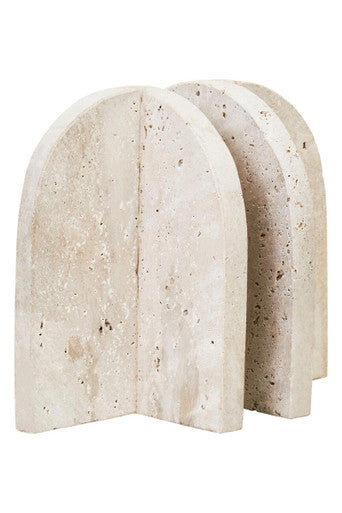 Travertine Set of 2 Arched Bookends