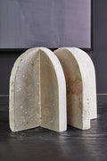 Travertine Set of 2 Arched Bookends
