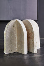 Travertine Set of 2 Arched Bookends