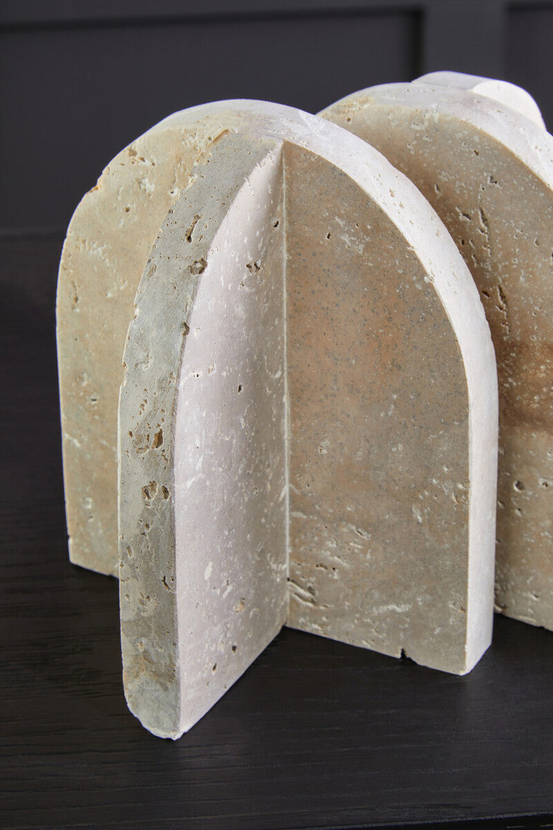 Travertine Set of 2 Arched Bookends