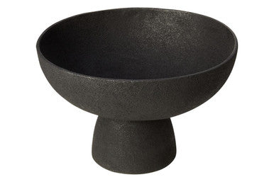 Large Textured Black Pedestal Bowl