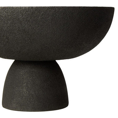 Large Textured Black Pedestal Bowl