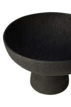 Large Textured Black Pedestal Bowl