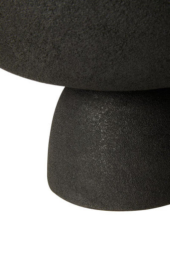 Large Textured Black Pedestal Bowl
