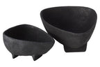 Set of Two Textured Black Bowls