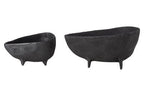Set of Two Textured Black Bowls
