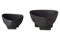 Set of Two Textured Black Bowls