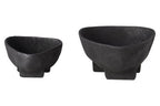 Set of Two Textured Black Bowls