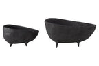 Set of Two Textured Black Bowls