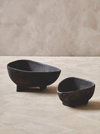 Set of Two Textured Black Bowls