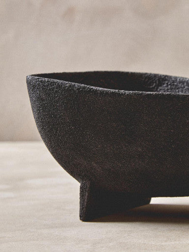 Set of Two Textured Black Bowls