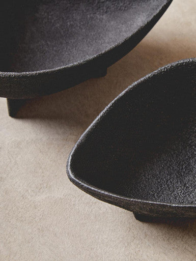 Set of Two Textured Black Bowls