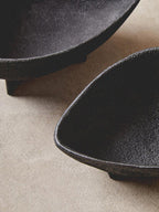 Set of Two Textured Black Bowls
