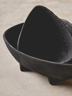Set of Two Textured Black Bowls
