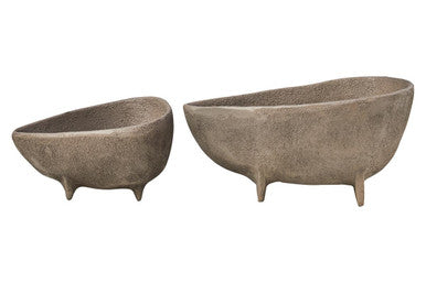 Set of 2 Textured Grey Bowls