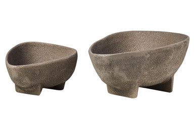 Set of 2 Textured Grey Bowls