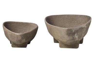 Set of 2 Textured Grey Bowls