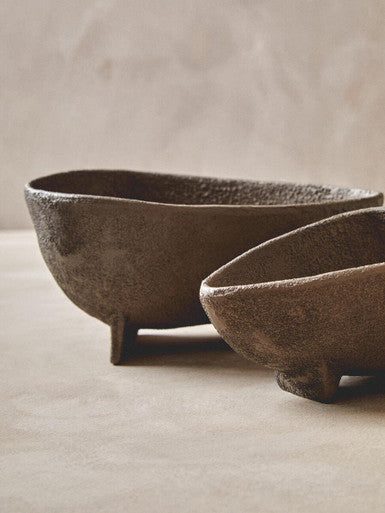 Set of 2 Textured Grey Bowls