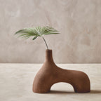 Small Textured Beige Abstract Vase