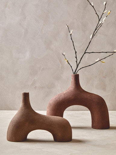Large Textured Red Abstract Vase