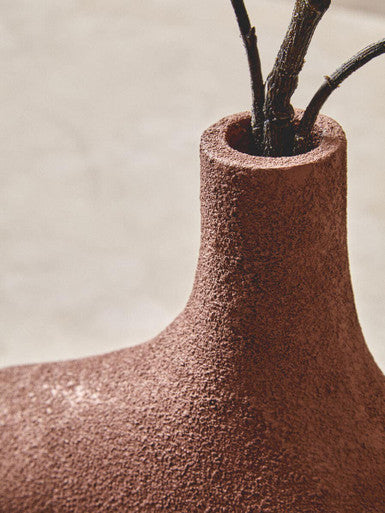 Large Textured Red Abstract Vase