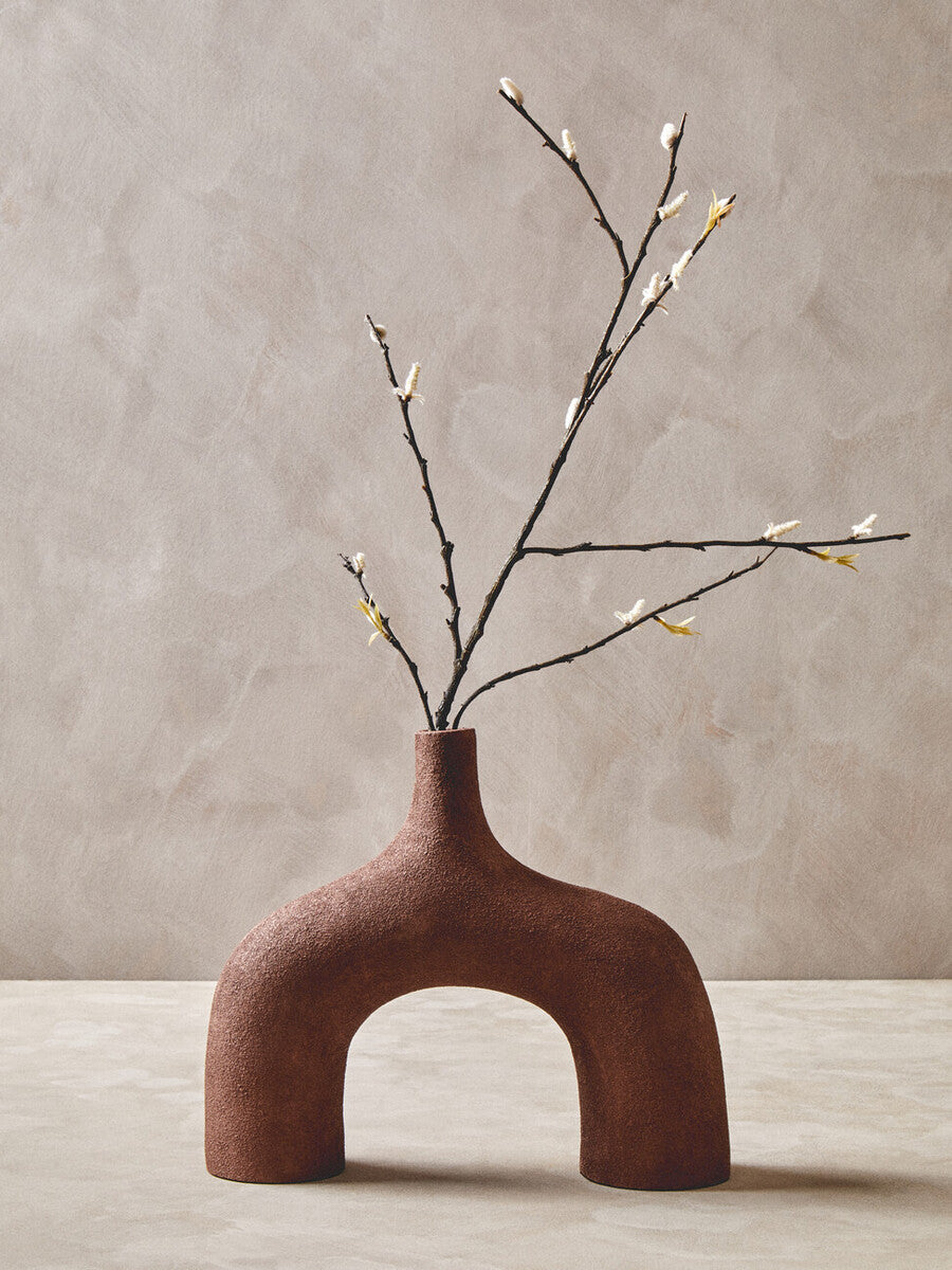 Large Textured Red Abstract Vase