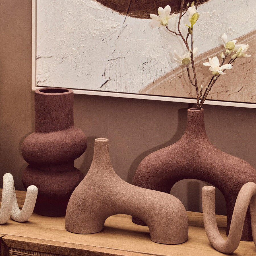 Large Textured Red Abstract Vase