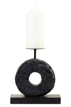 Small Charred Black Mango Wood Log Candle Holder