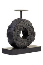 Small Charred Black Mango Wood Log Candle Holder