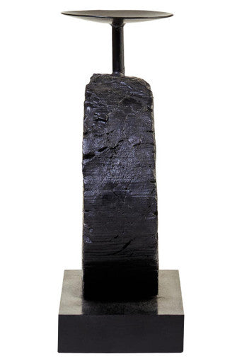 Small Charred Black Mango Wood Log Candle Holder
